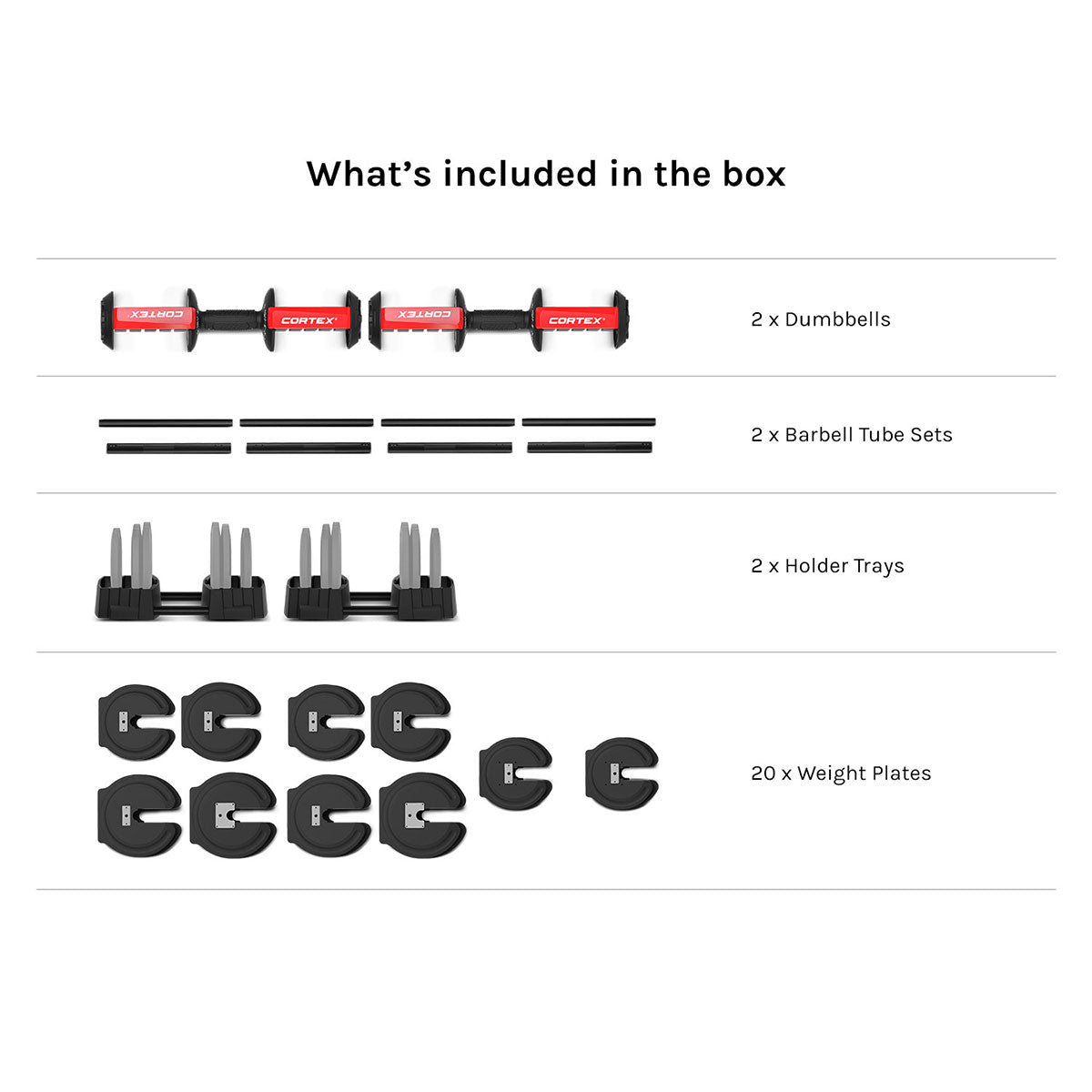 CORTEX RevoLock V2 80kg Pair Adjustable Dumbbell & Barbell Set
