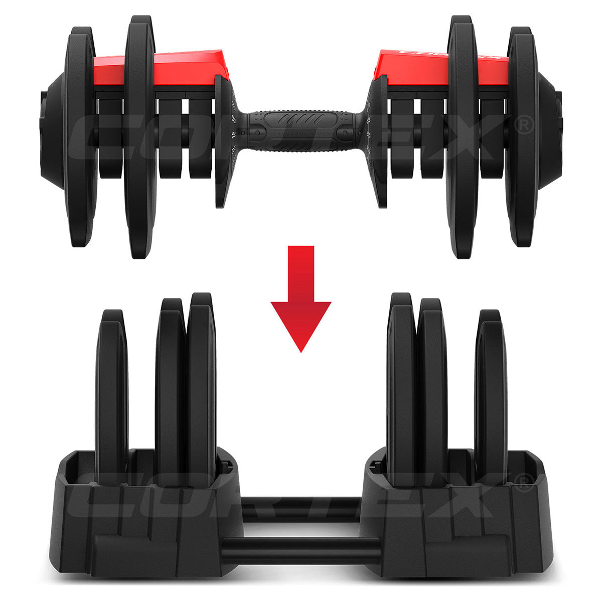 CORTEX RevoLock V2 80kg Pair Adjustable Dumbbell & Barbell Set