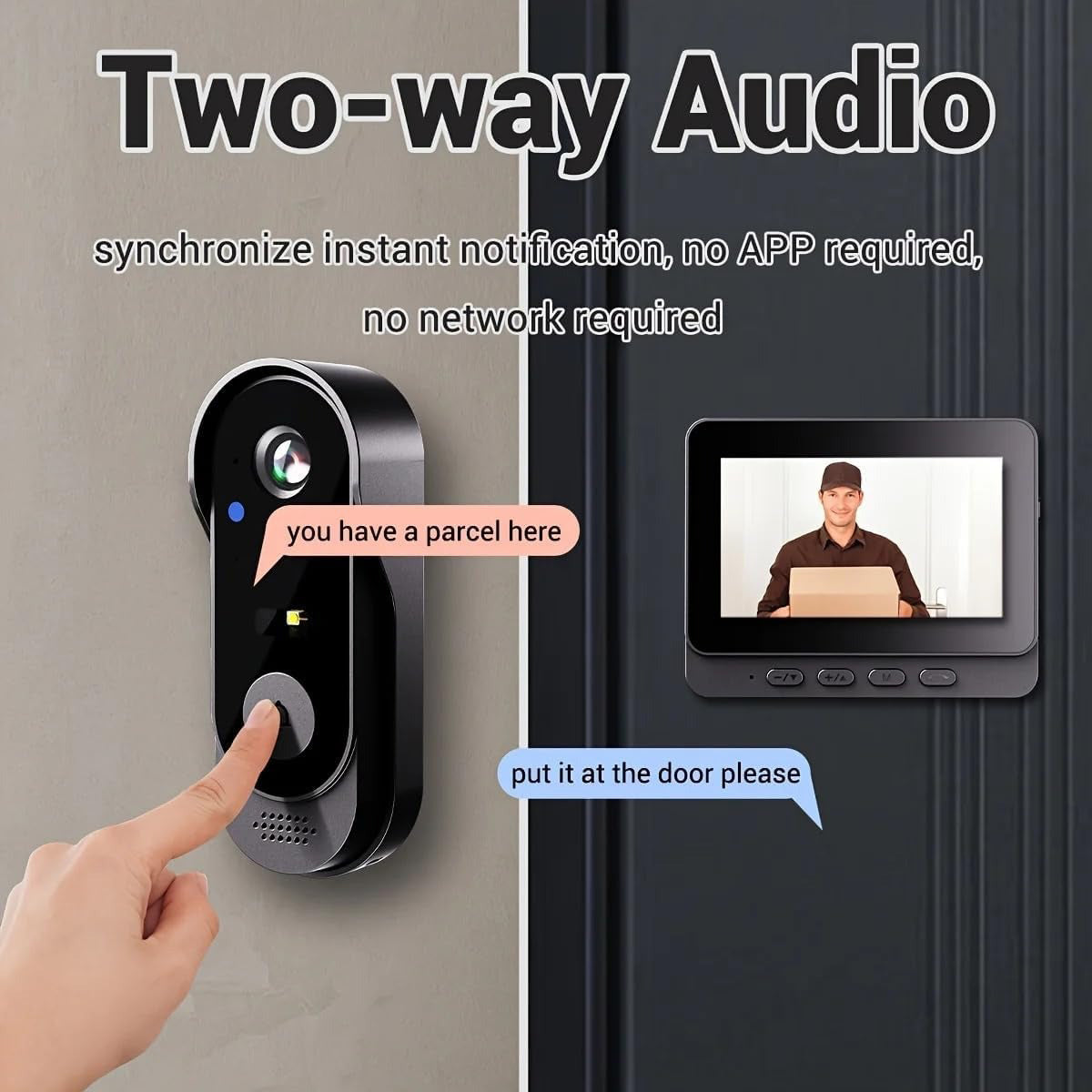 Smart Wireless Video Doorbell | 4.3" Indoor Screen & Night Vision