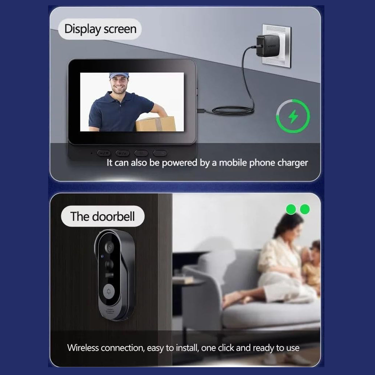 Smart Wireless Video Doorbell | 4.3" Indoor Screen & Night Vision