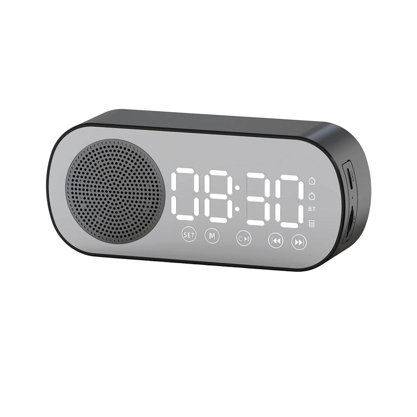 Smart Wireless Bluetooth Speaker Alarm Clock | Music Radio & Hands-Free Calling (Black)
