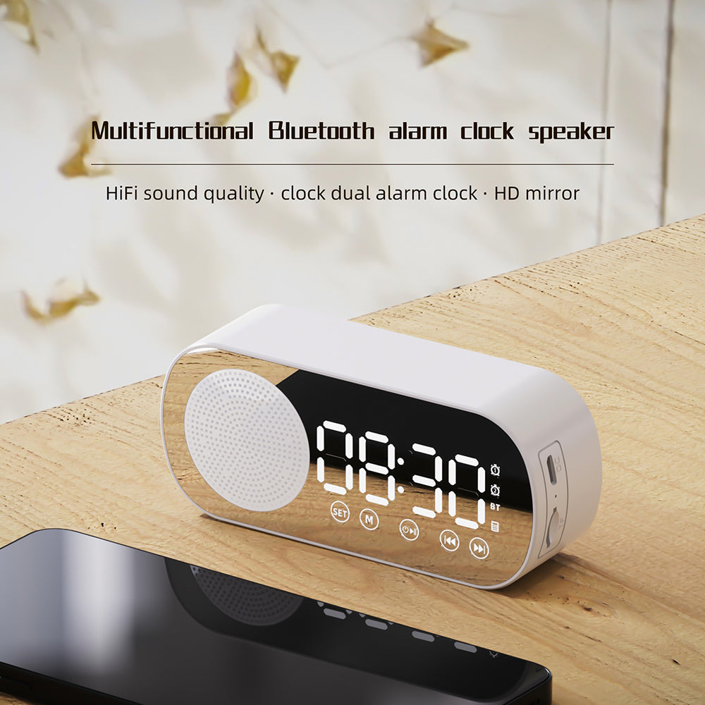 Smart Wireless Bluetooth Speaker Alarm Clock | Music Radio & Hands-Free Calling (Black)