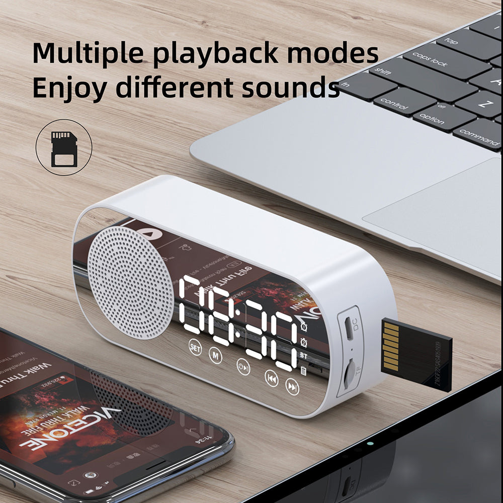 Smart Wireless Bluetooth Speaker Alarm Clock | Music Radio & Hands-Free Calling (Black)