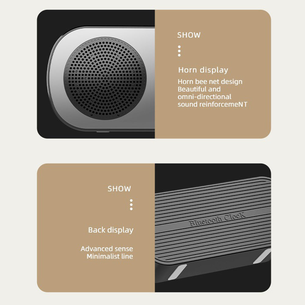 Smart Wireless Bluetooth Speaker Alarm Clock | Music Radio & Hands-Free Calling (Black)