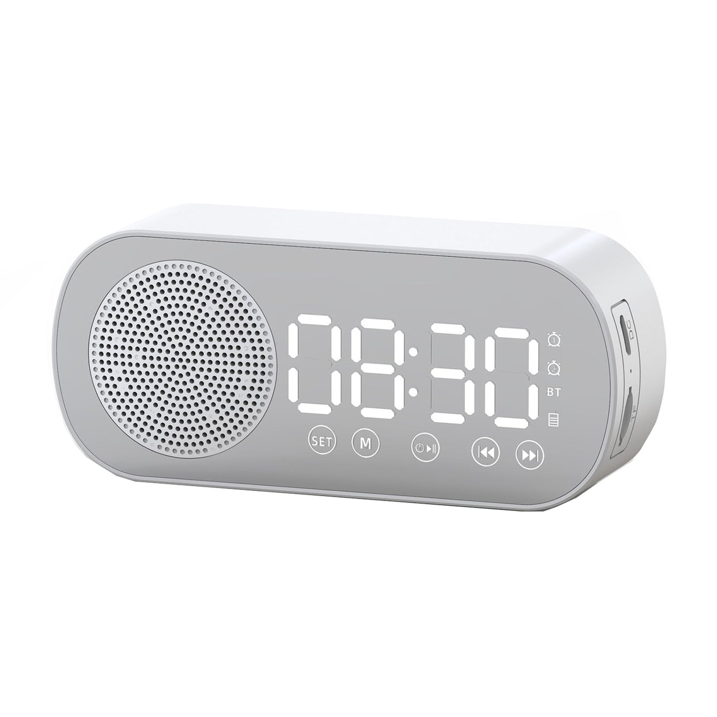 Smart Wireless Bluetooth Speaker Alarm Clock | Music Radio & Hands-Free Calling (White)