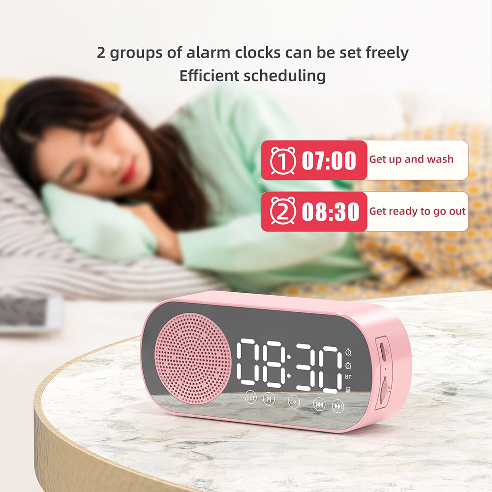 Smart Wireless Bluetooth Speaker Alarm Clock | Music Radio & Hands-Free Calling (White)