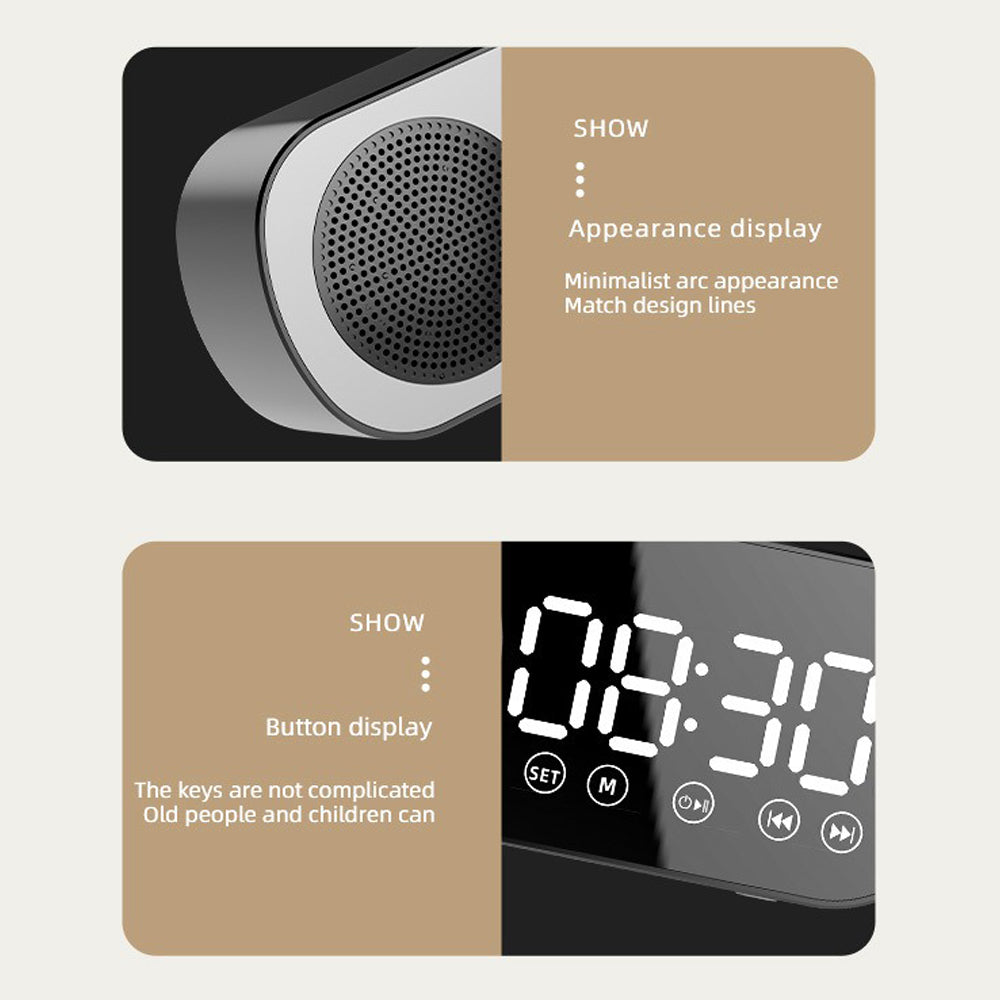 Smart Wireless Bluetooth Speaker Alarm Clock | Music Radio & Hands-Free Calling (White)