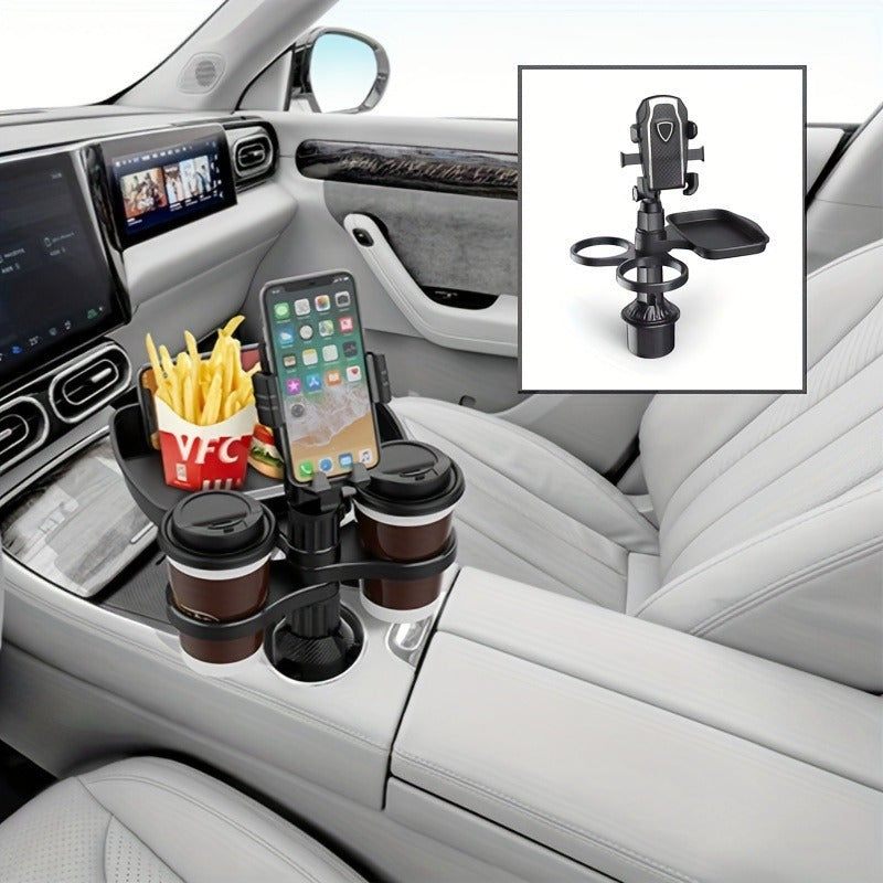 Smart 3-in-1 Car Cup Holder Tray | Phone Mount, Drink & Snack Organiser