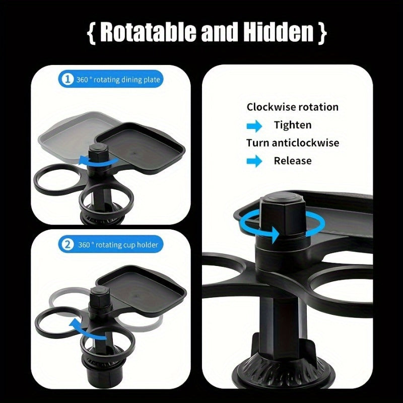 Smart 3-in-1 Car Cup Holder Tray | Phone Mount, Drink & Snack Organiser