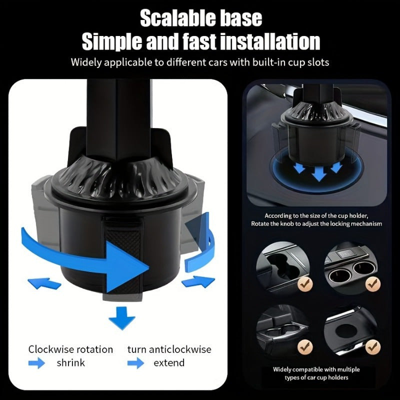 Smart 3-in-1 Car Cup Holder Tray | Phone Mount, Drink & Snack Organiser