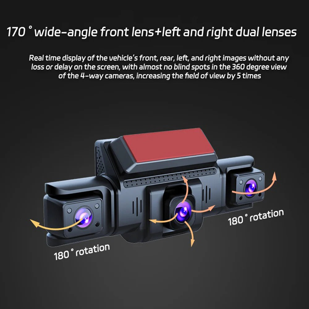 4-Channel 5G WiFi Dashcam | FHD 1080P 170° Wide-Angle + G-Sensor + 64GB Card