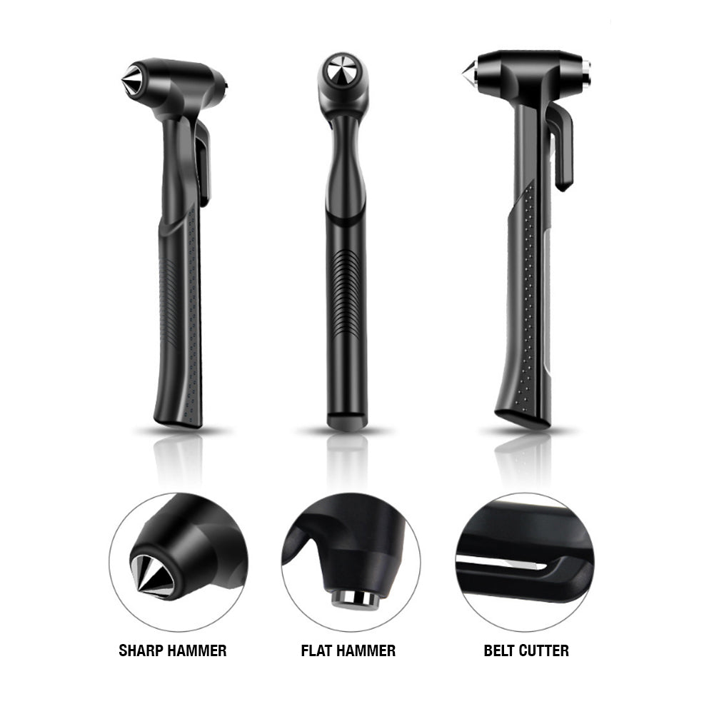 3-in-1 Car Emergency Safety Hammer | Window Breaker & Seatbelt Cutter
