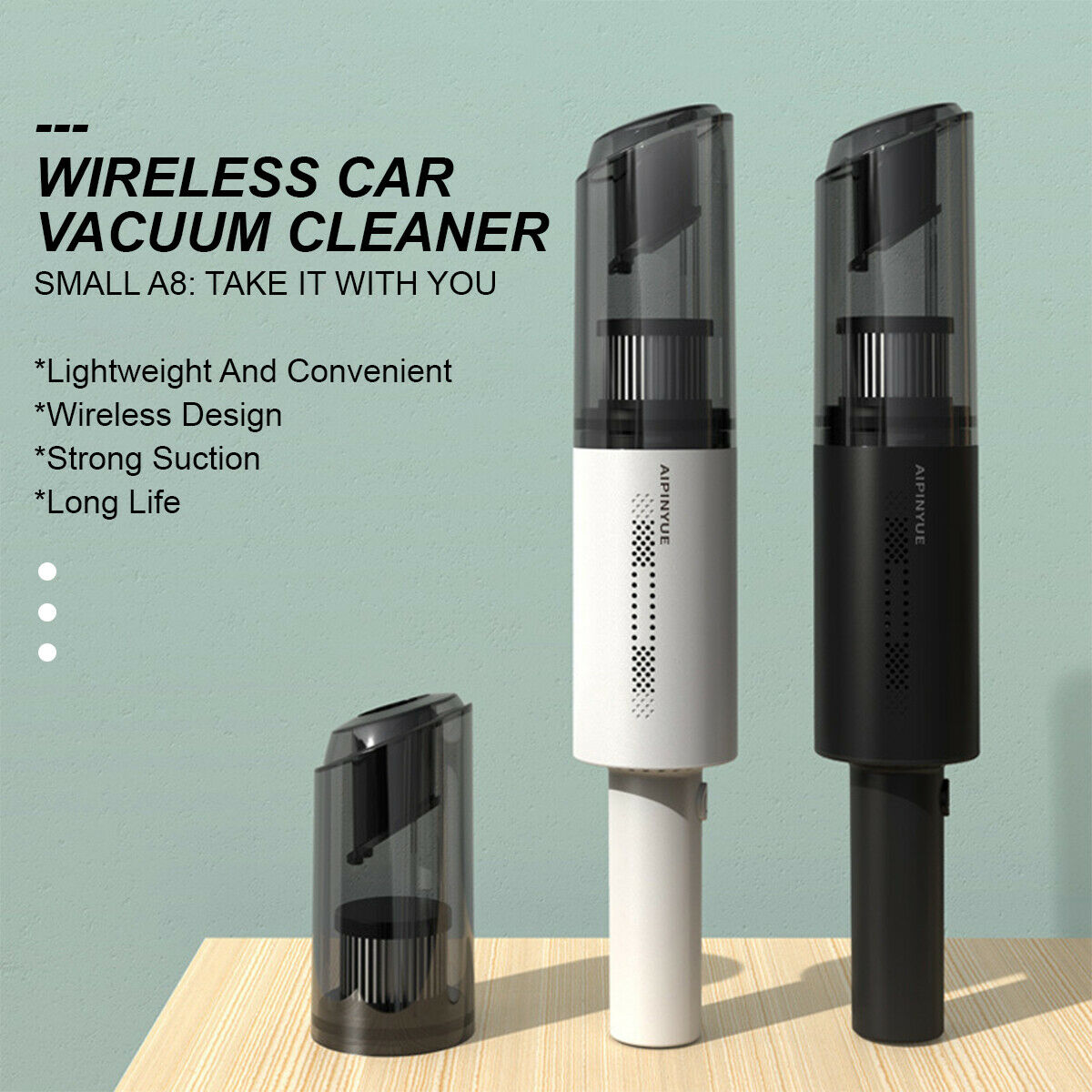 Smart Wireless Portable Car Vacuum Cleaner | 6000Pa Suction (White)