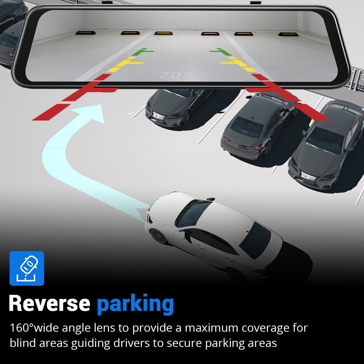 WiFi 10" 2K Rear-View Mirror Dash Cam with Reversing Camera & Free 32GB Card