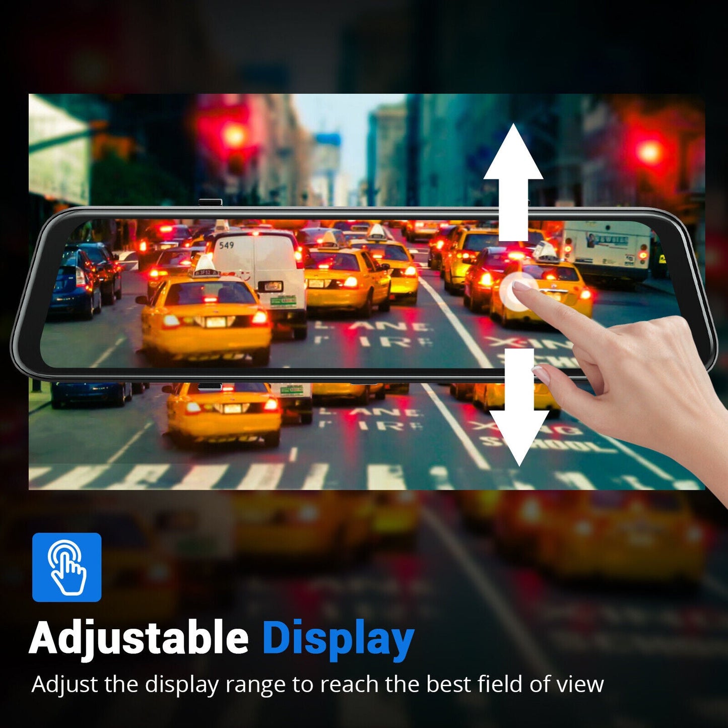 WiFi 10" 2K Rear-View Mirror Dash Cam with Reversing Camera & Free 32GB Card