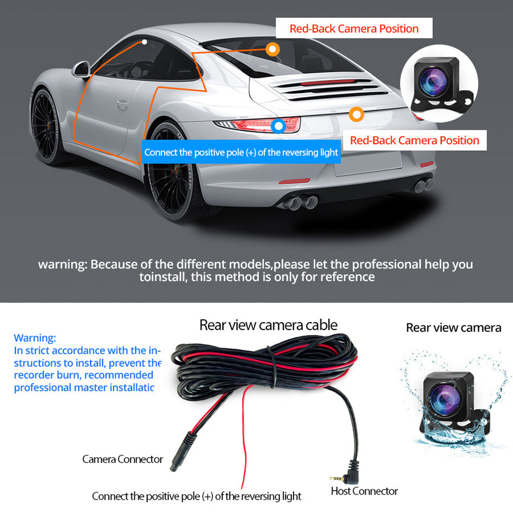 WiFi 10" 2K Rear-View Mirror Dash Cam with Reversing Camera & Free 32GB Card