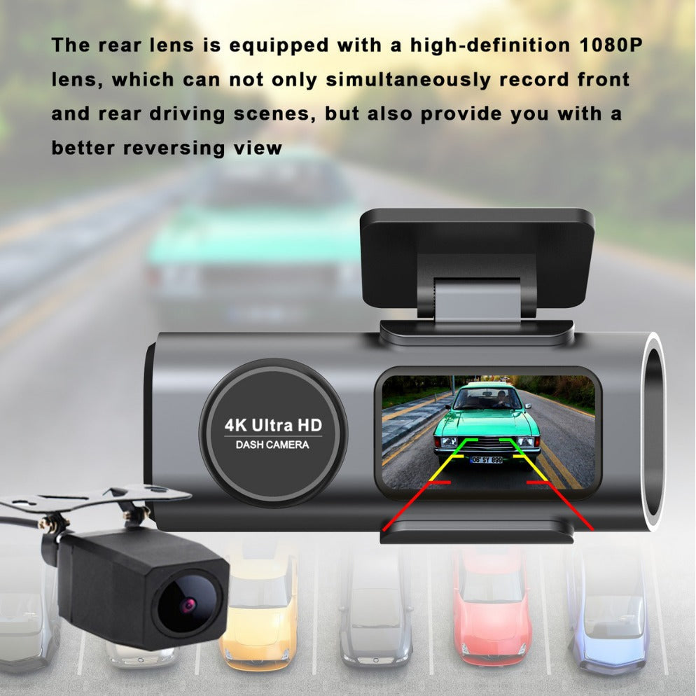 4K UHD 2160P WiFi Front Dash Cam with Night Vision & 64GB SD Card