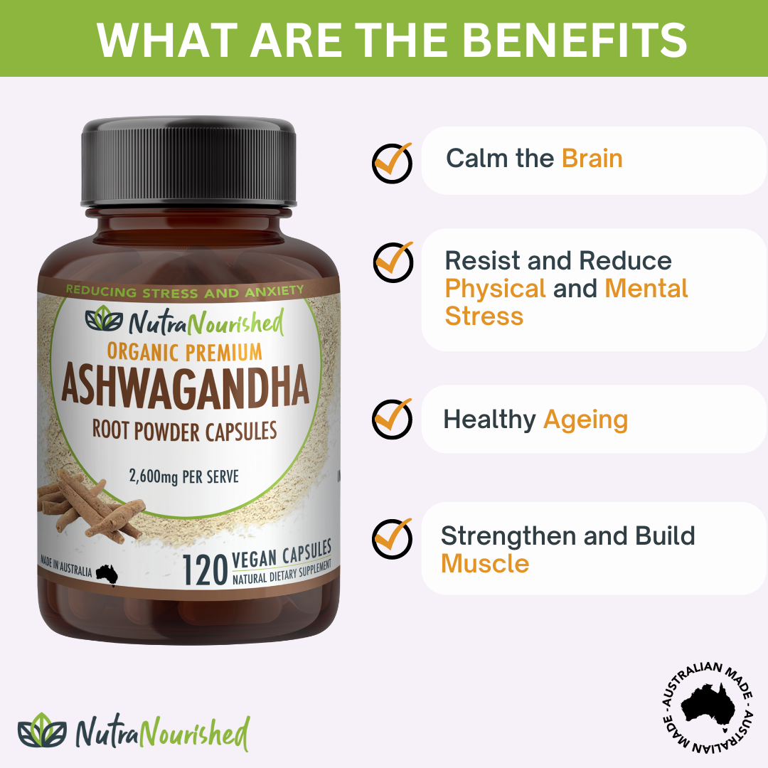 Organic Ashwagandha Capsules – 120 Vegan Capsules