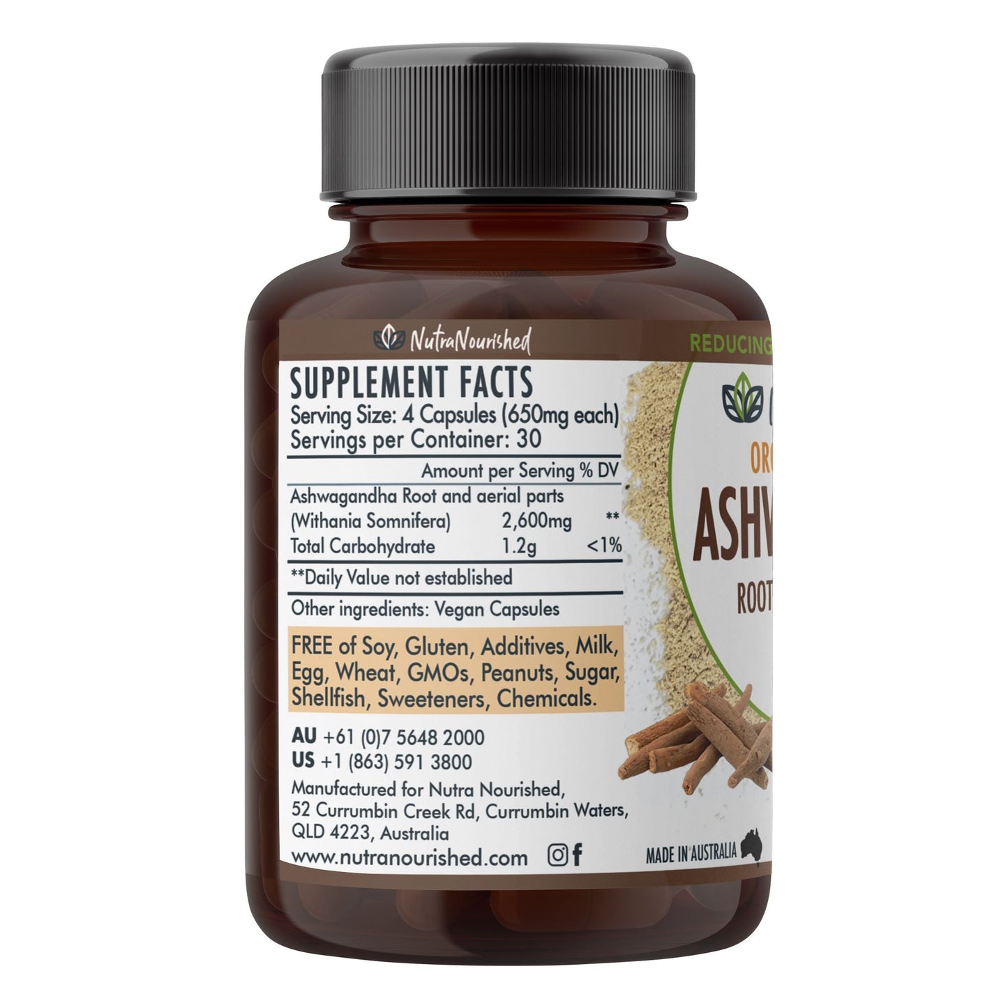 Organic Ashwagandha Capsules – 120 Vegan Capsules