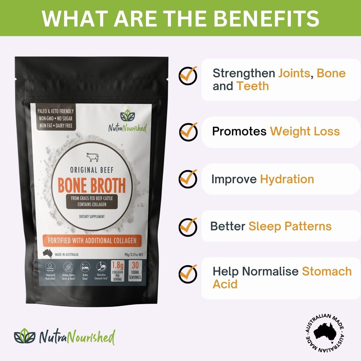 Beef Bone Broth Powder | Premium Grass-Fed AU/NZ (90g)