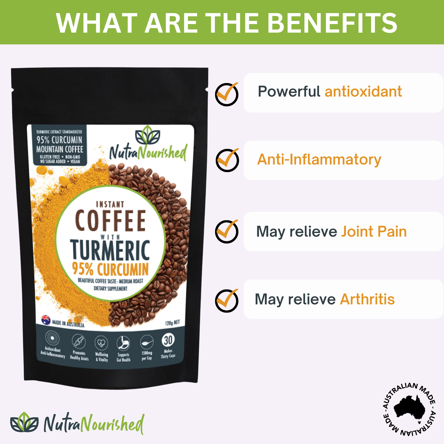 Instant Coffee with 95% Pure Organic Curcumin – 120g