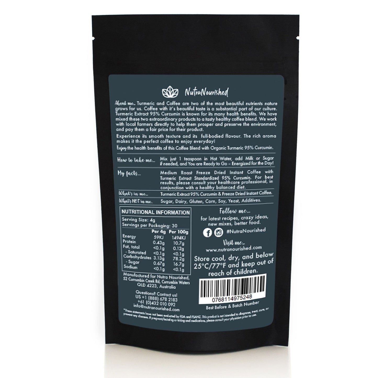 Instant Coffee with 95% Pure Organic Curcumin – 120g