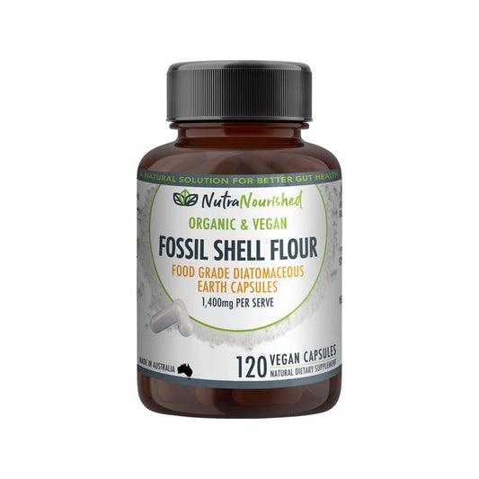 Fossil Shell Flour Capsules 120 | Food-Grade Diatomaceous Earth (Vegan)