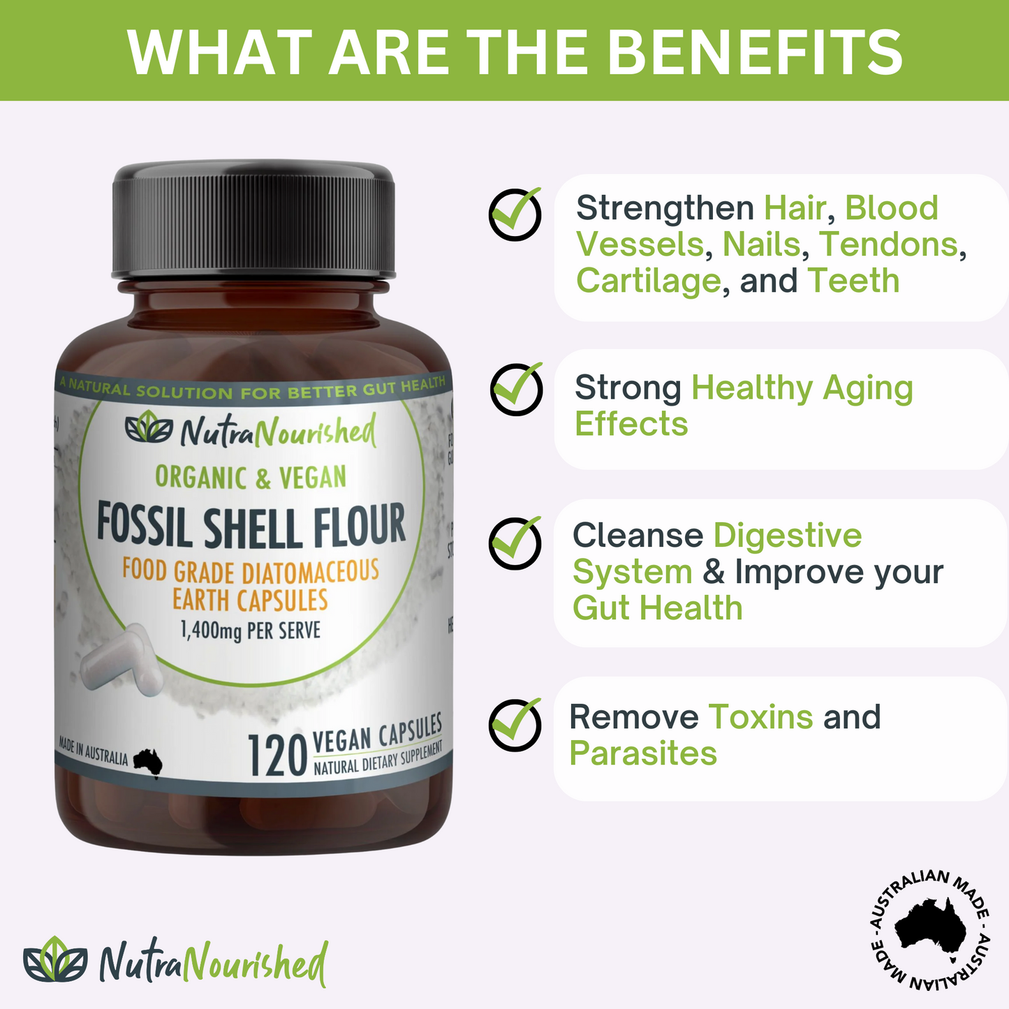 Fossil Shell Flour Capsules 120 | Food-Grade Diatomaceous Earth (Vegan)