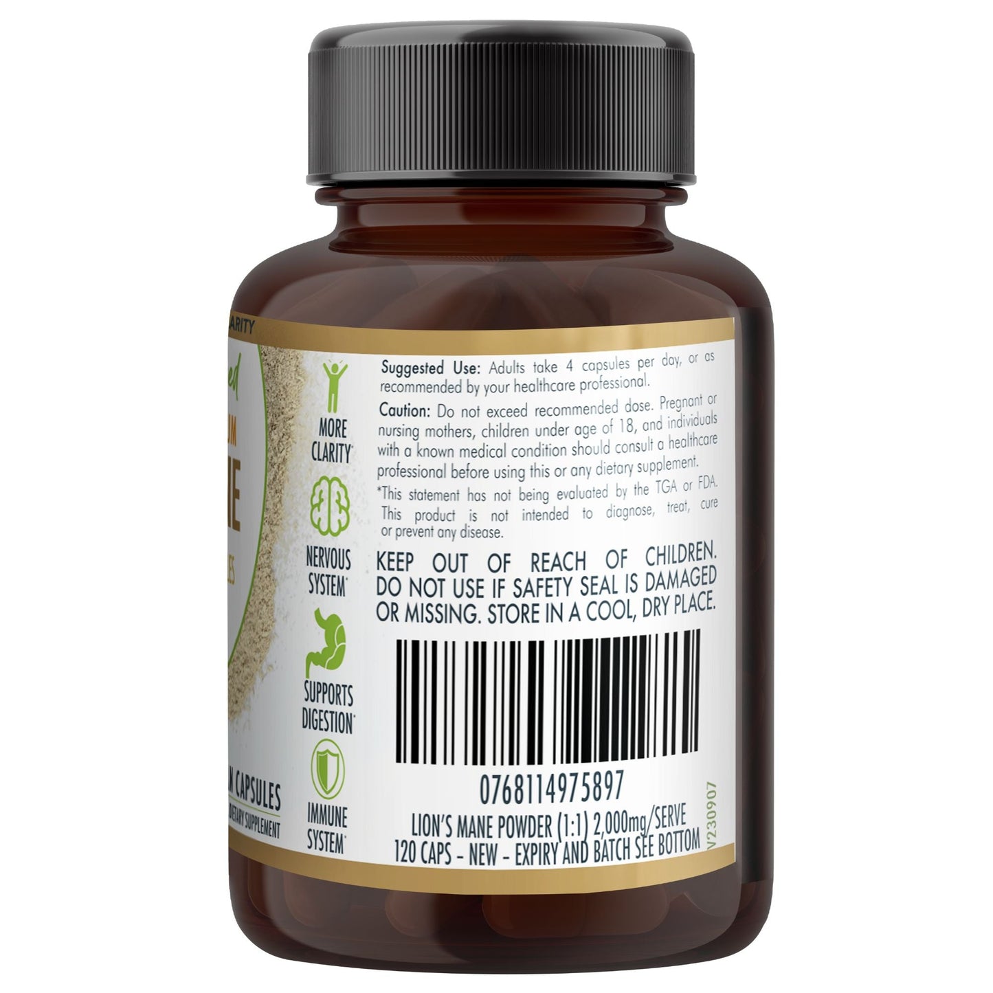 Lion's Mane Mushroom Capsules 120 Caps | Hericium erinaceus 2000mg