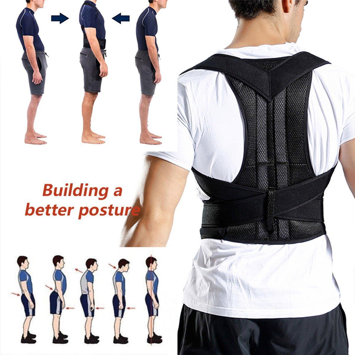 Adjustable Back Posture Corrector Brace – Lumbar & Shoulder Support (Black – L)