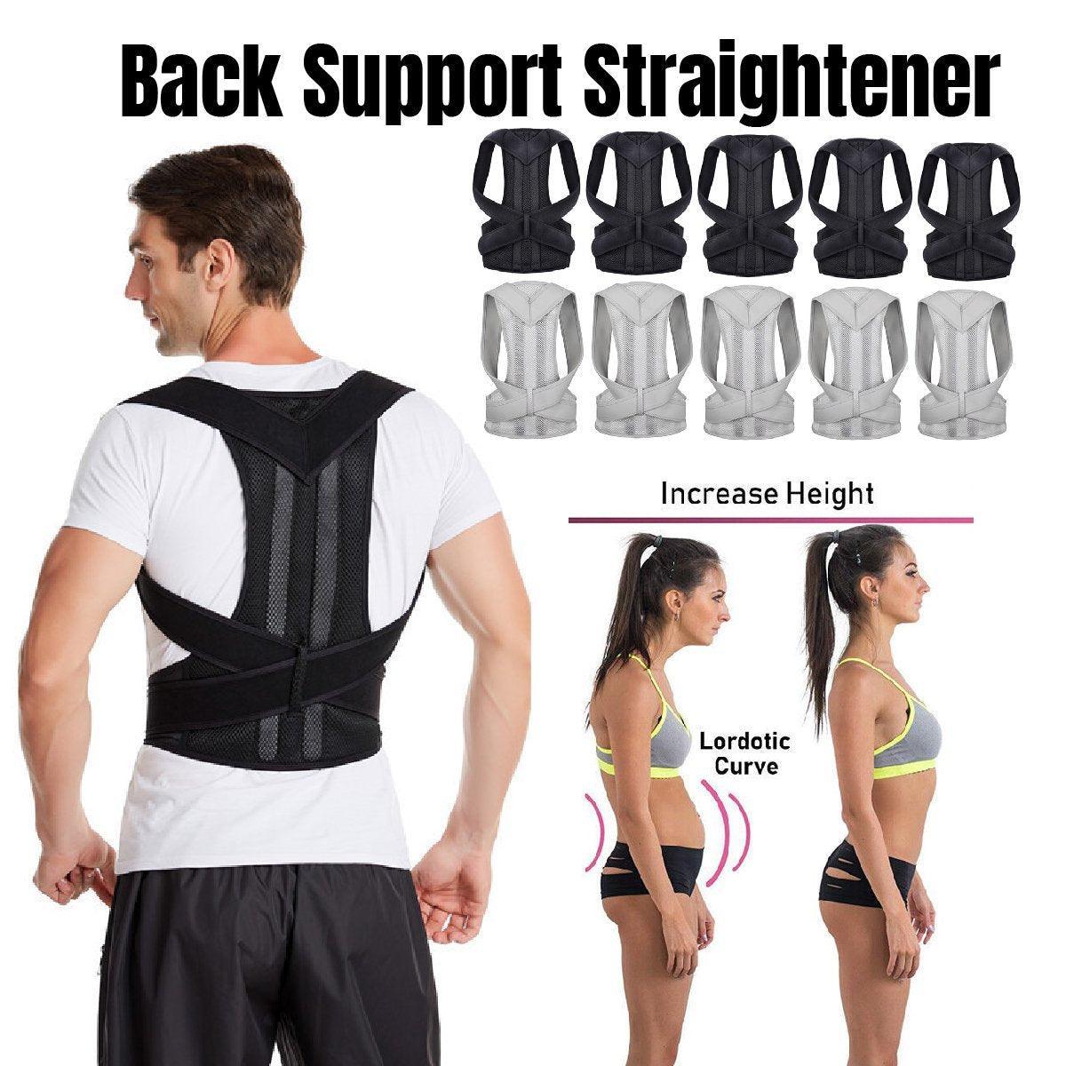 Adjustable Back Posture Corrector Brace – Lumbar & Shoulder Support (Black – M)