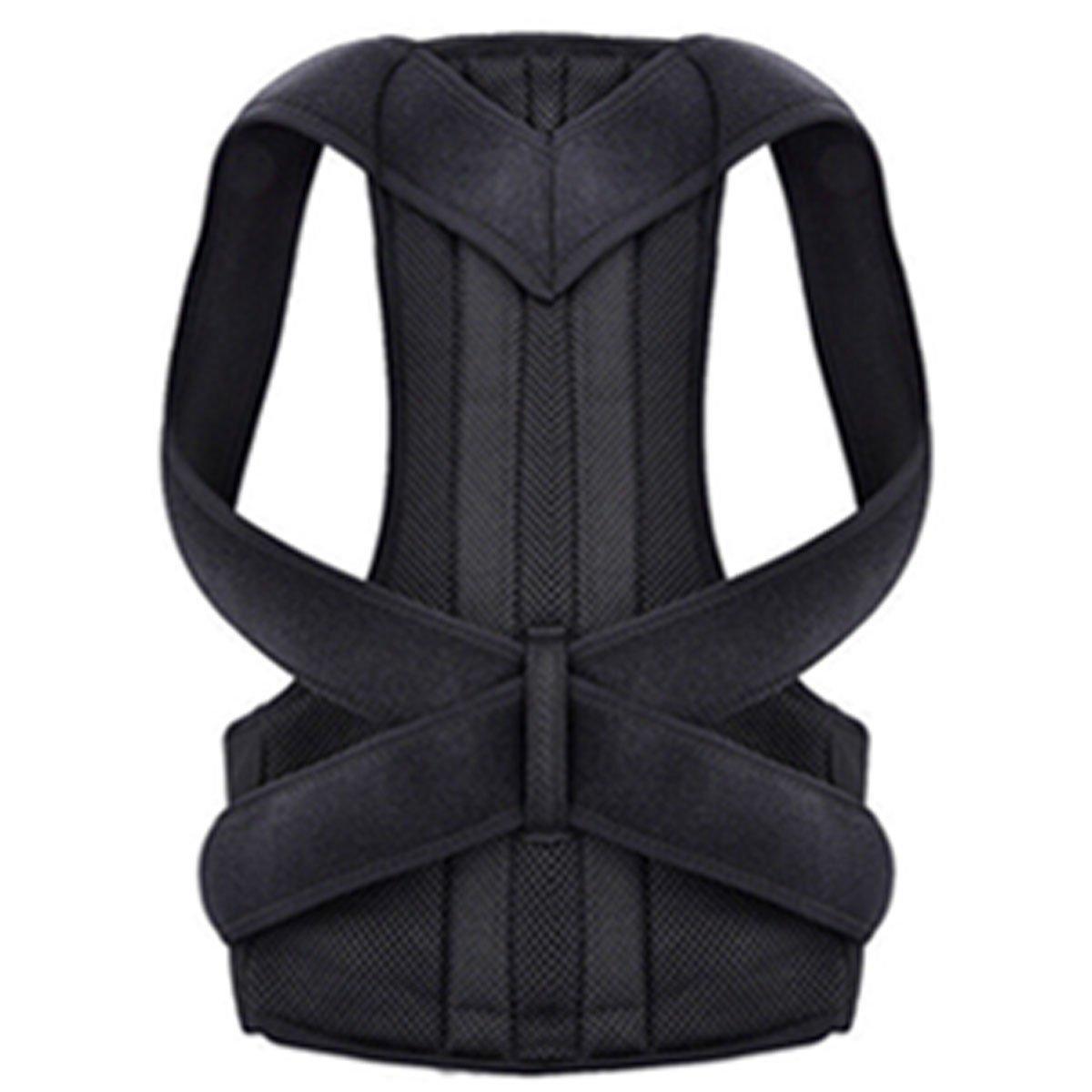 Adjustable Back Posture Corrector Brace – Lumbar & Shoulder Support (Black – M)