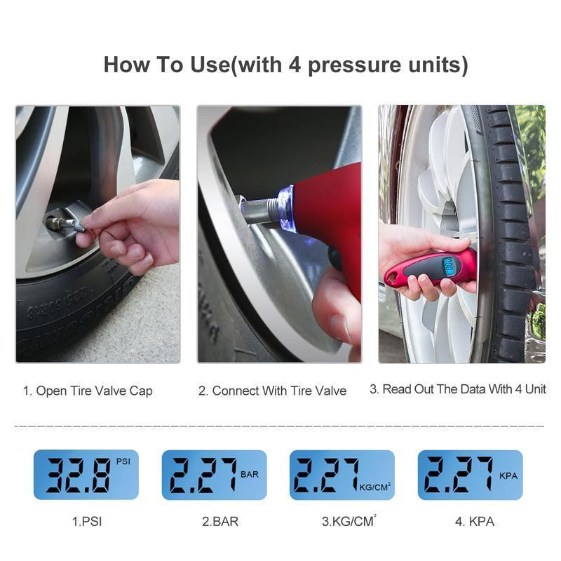 Smart Digital Tyre Pressure Gauge | LCD Backlit Car & Motorcycle Tester