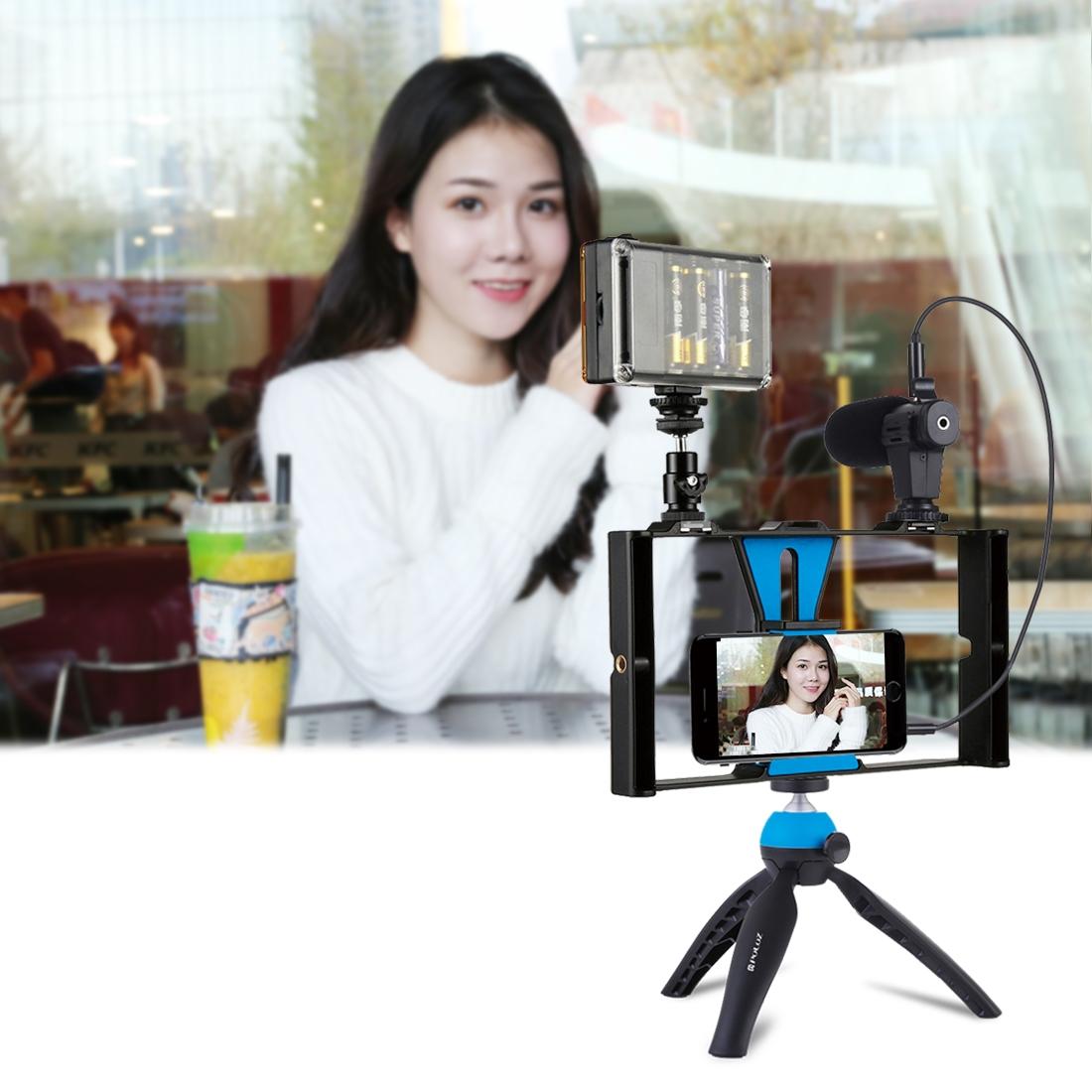 Blue Vlogging Live Broadcast LED Selfie Light Kit with Tripod Head