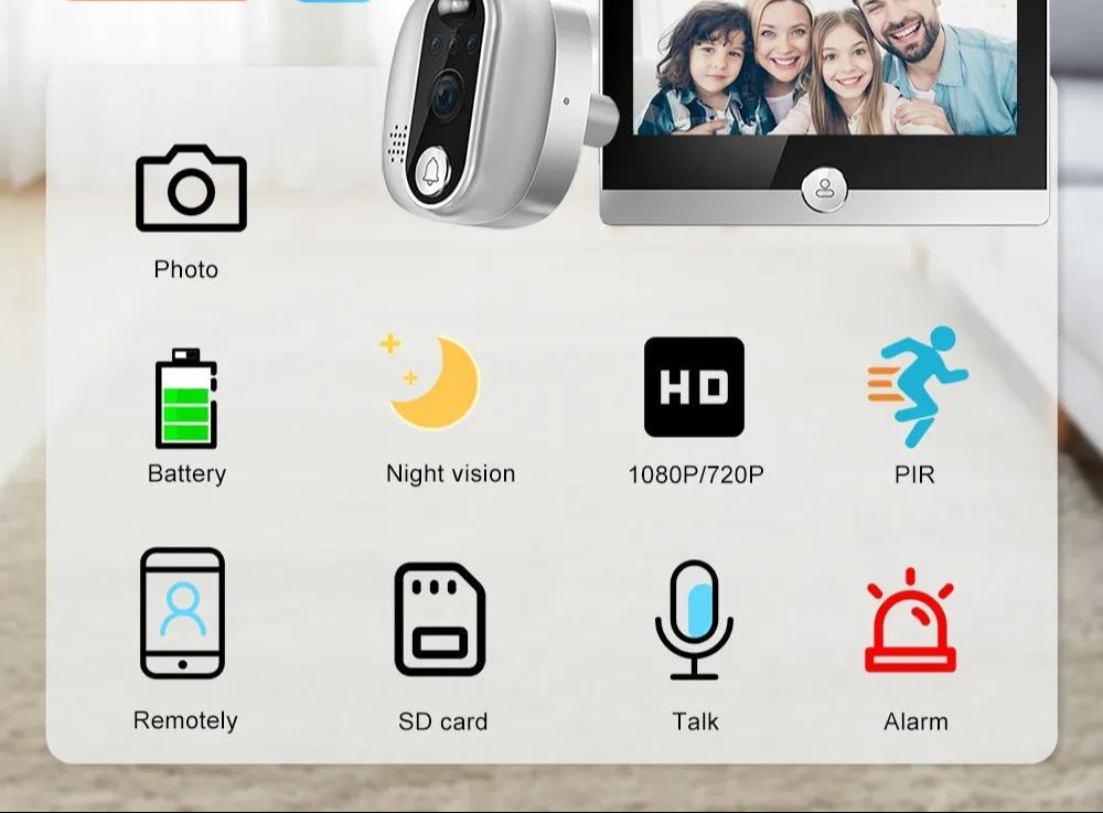 1080P Wifi Smart Doorbell With Motion Detection | 4.3" Visual Display