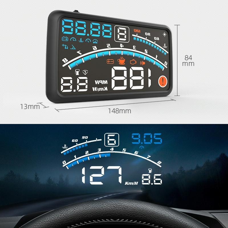 Smart 5.5" OBD HUD Head Up Display | Speed, RPM, Fuel, Alarms