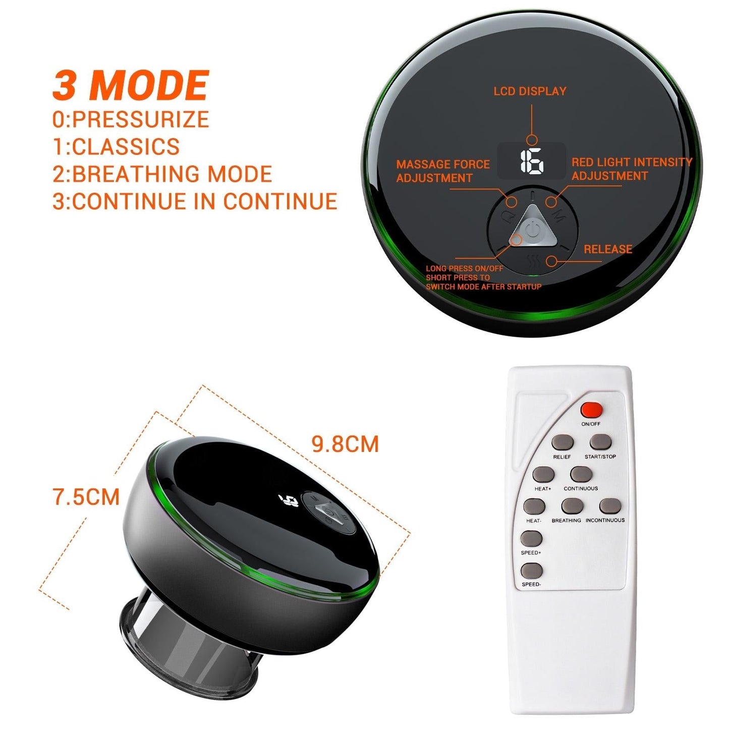 Smart Cupper With Light | Electric Heated Scraping Massage Tool – Black