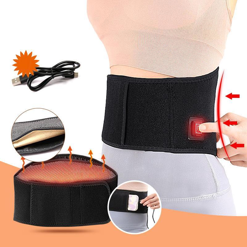 Adjustable USB Heated Waist Belt | Sports Therapy & Lumbar Support (Black)