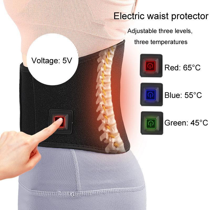 Adjustable USB Heated Waist Belt | Sports Therapy & Lumbar Support (Black)