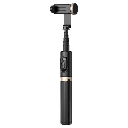 Black Reinforced Bluetooth Remote Control Selfie Stick with Hidden Design