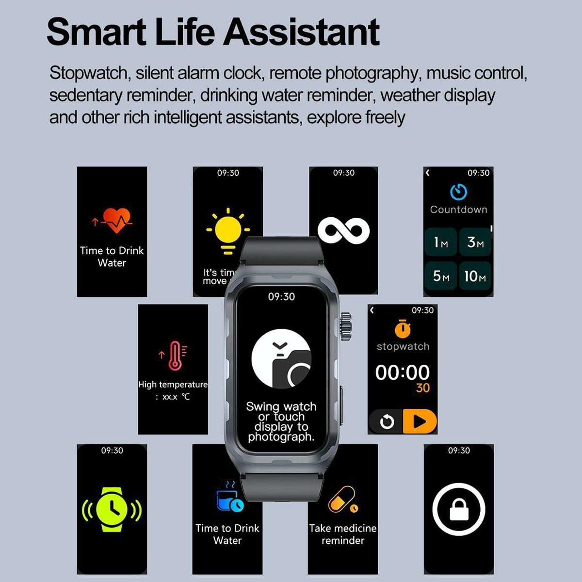 Smart ECG Health Monitoring Watch | IP68 Waterproof
