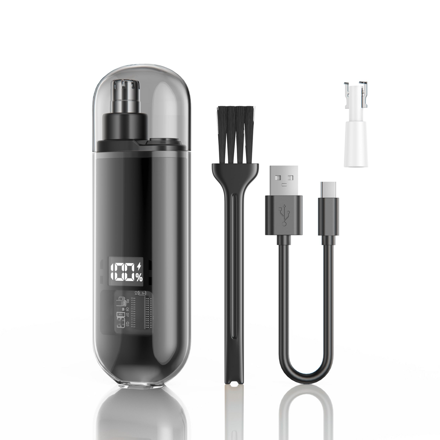 Smart Nose Hair Trimmer | USB-C Rechargeable Dual-Blade Groomer (Black)