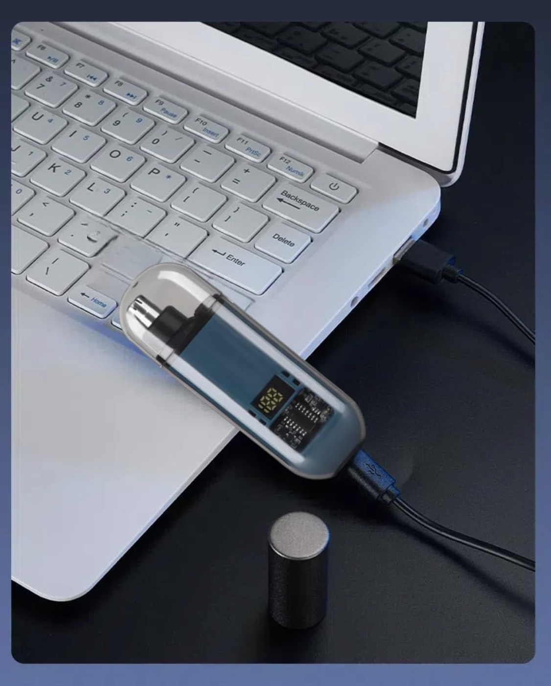 Smart Nose Hair Trimmer | USB-C Rechargeable Dual-Blade Groomer (Blue/Teal)