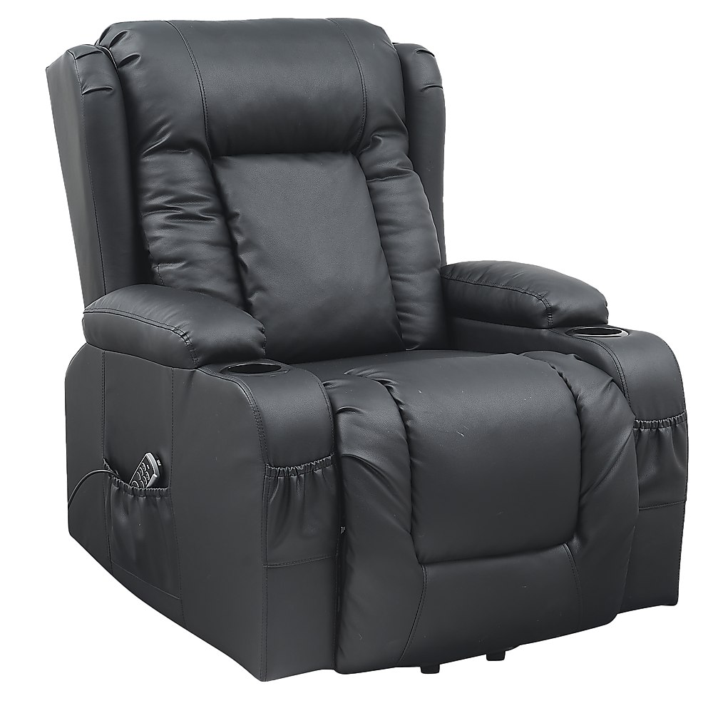Smart Heated Lift Recliner Massage Chair | Power Lift, Vibration & USB Charging (Black)
