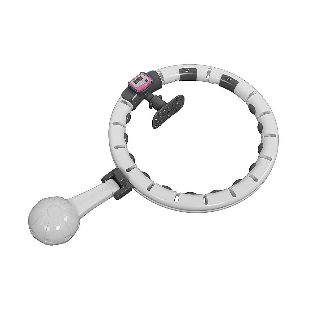 White/Grey Weighted Hoola Hoop for Adults 2-in-1 Abdomen Massage Fitness