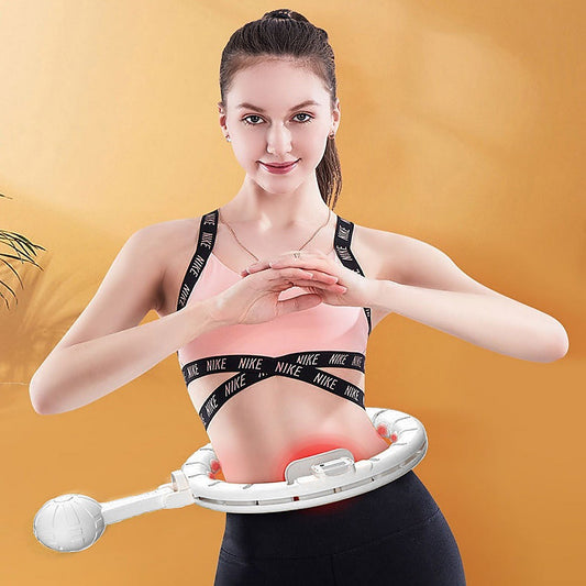 White/Grey Weighted Hoola Hoop for Adults 2-in-1 Abdomen Massage Fitness