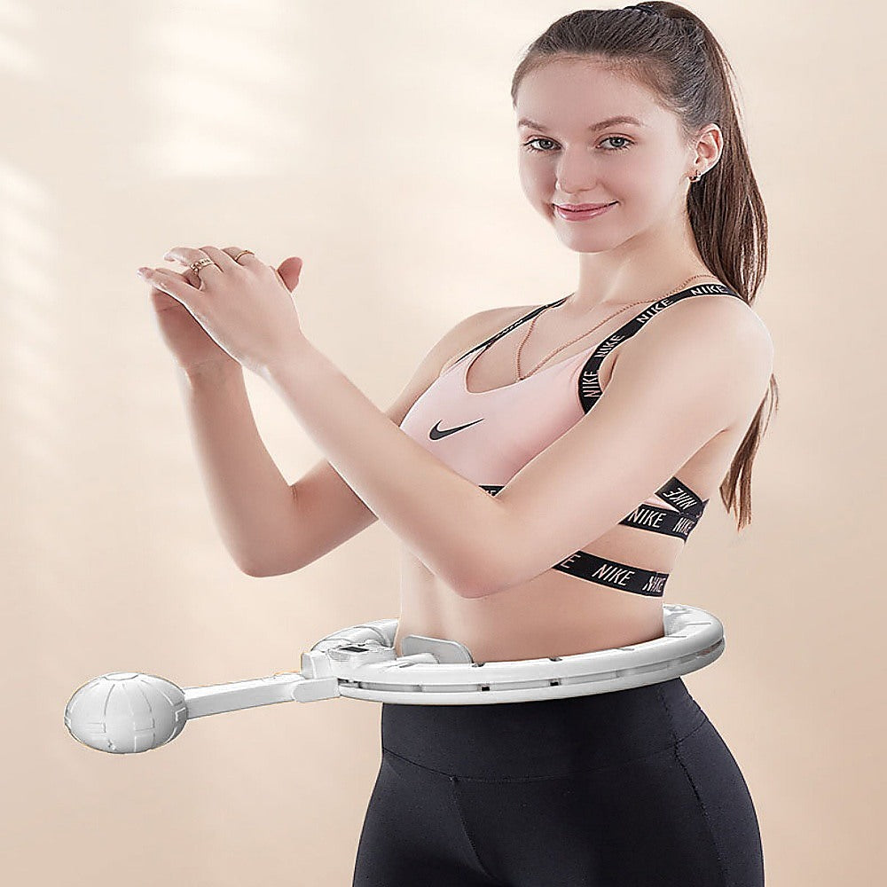 White/Grey Weighted Hoola Hoop for Adults 2-in-1 Abdomen Massage Fitness