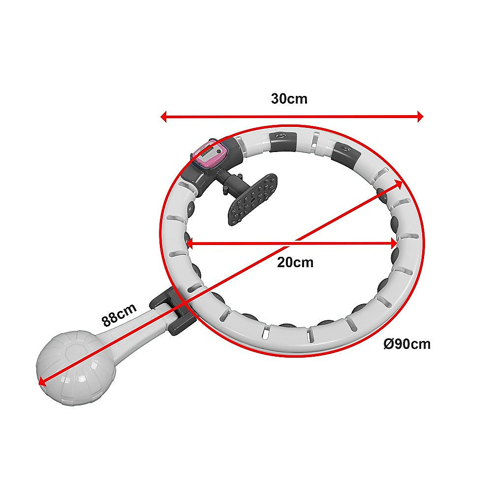White/Grey Weighted Hoola Hoop for Adults 2-in-1 Abdomen Massage Fitness