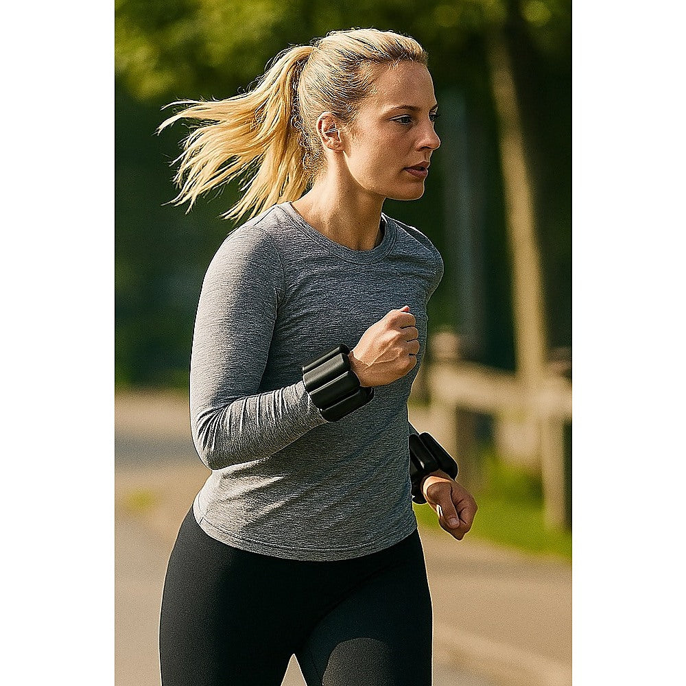 Black 2-Piece Ankle and Wrist Weights 1kg Adjustable Workout Bangles