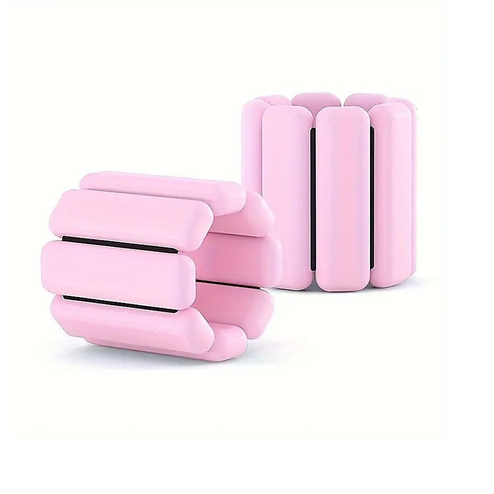 Pink 2-Piece Ankle and Wrist Weights 1kg Adjustable Workout Bangles